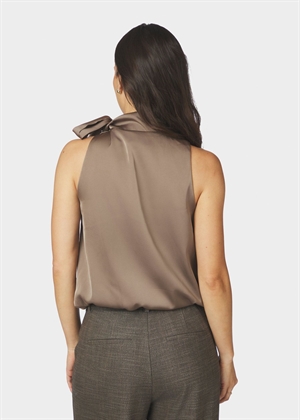 Veda drapy satin top Dark Taupe Neo Noir 